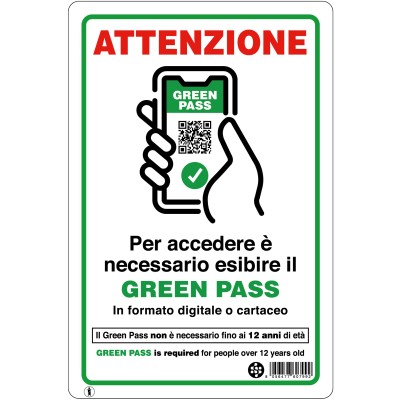 TARGA 20X30 ESIBIRE GREEN PASS