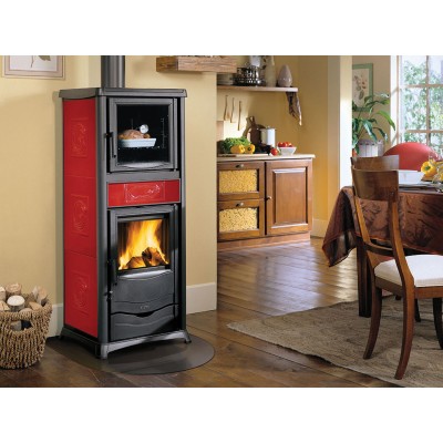 STUFA LEGNA C/FORNO  9.1 KW ROSSELLA PLUS EVO BORDEAUX