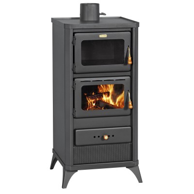 STUFA LEGNA C/FORNO 12 KW FIME NERO OPACO