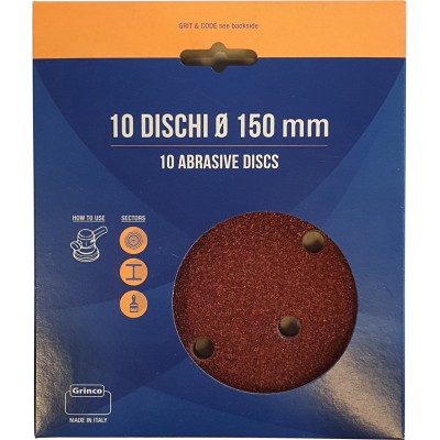 DISCO ABRASIVO VELCRO 6 FORI D 150 MM GR 120 CF 10