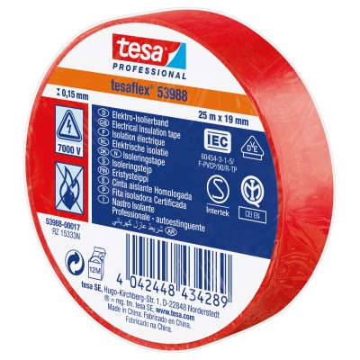 NASTRO ISOLANTE CERTIFICATO ROSSO 19 MM X 25 M