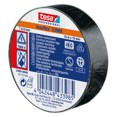 NASTRO ISOLANTE CERTIFICATO NERO 15 MM X 10 MM