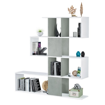 KIT LIBRERIA ZIG ZAG 145X28X145 BIANCO CEMENTO