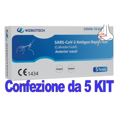 5 KIT AUTODIAGNOSTICO NASALE - WIZBIOTECH TEST SARS-COV-2