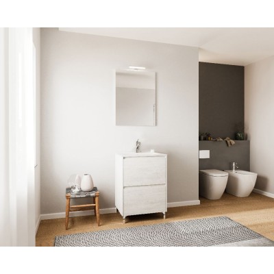 MOBILE BAGNO LISBONA 2 ANTE 60 ROVERE BIANCO